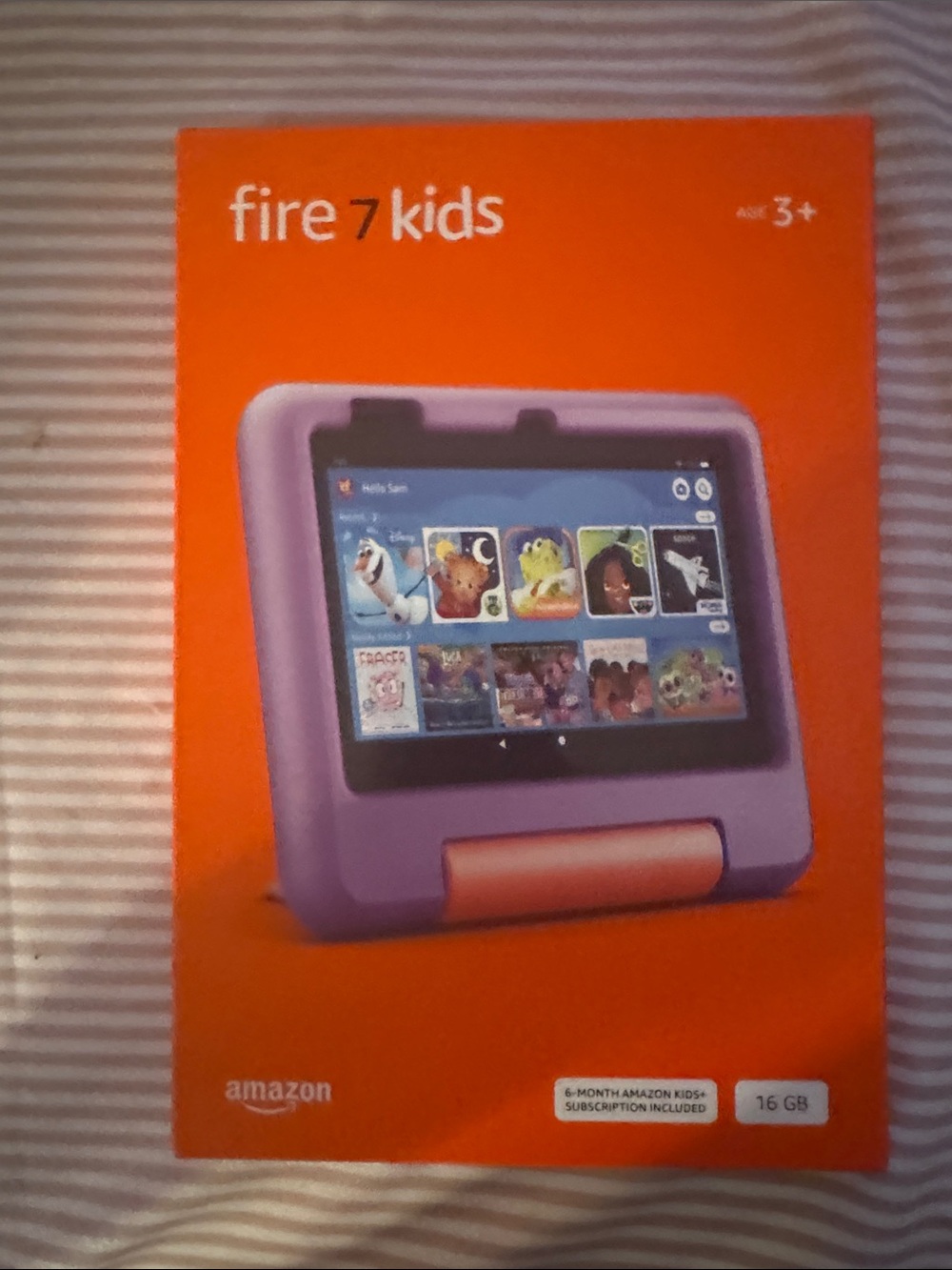 Amazon Fire 7 Kids Tablet in Purple with Orange Packaging